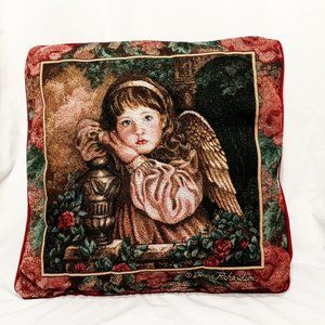 Angel Unaware Child Religious Decorative Tapestry Pillow 16" Donna Richardson